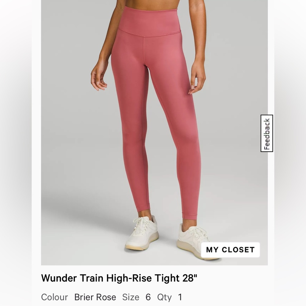 Lululemon wunder train leggings in brier rose